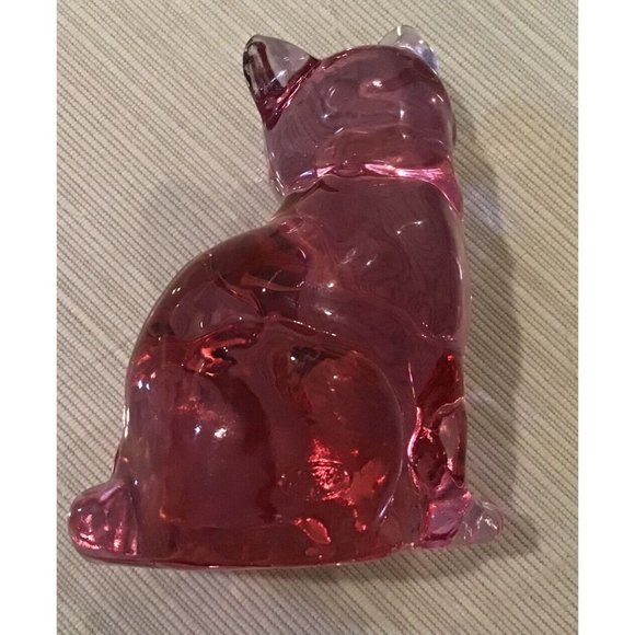 Rose Pink Cat By Fenton 3.75” H - Picture 4 of 5